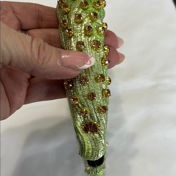 Lele Sadoughi Embellished Brocade Slim Knotted Headband in Parakeet NWT